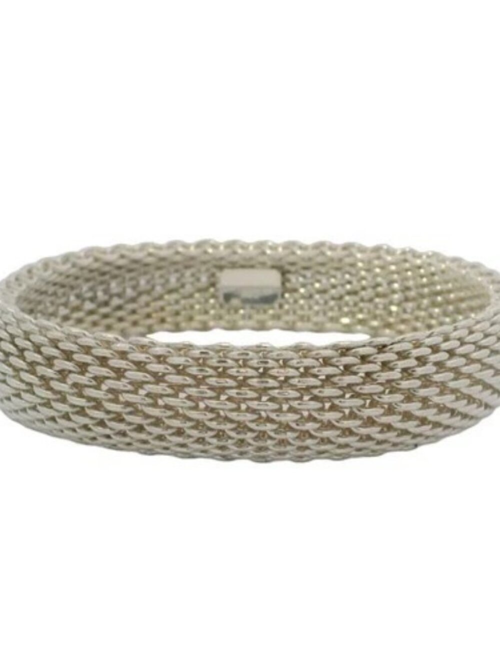 Tiffany & Co 925 Sterling Silver Somerset Mesh Bangle Bracelet Size L 8.5"